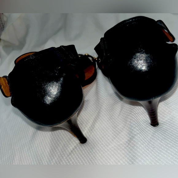 Coach, size 9.5 black, leather gold studs & buckle heel sandals.plsSee all pics - Picture 6 of 11